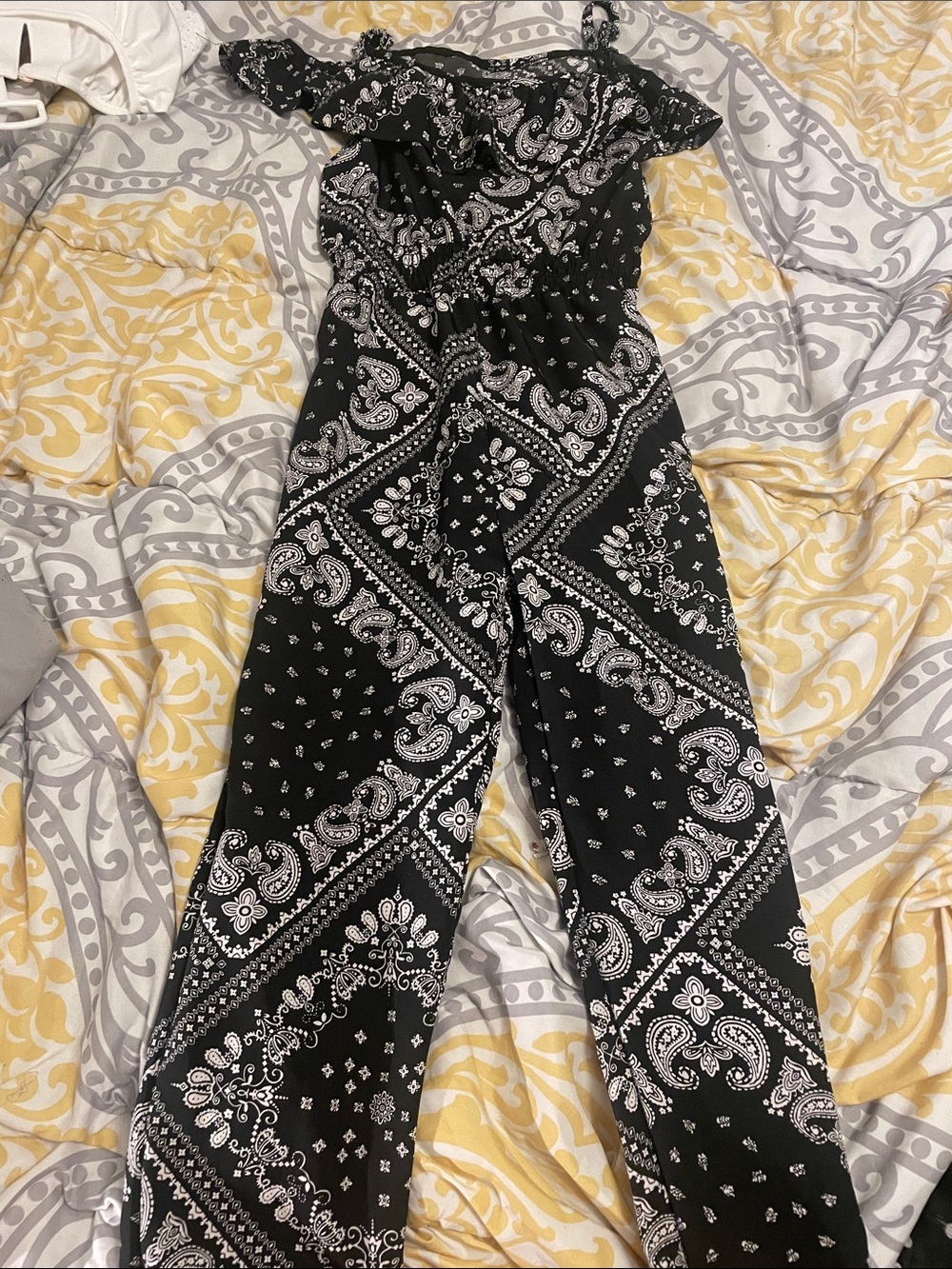 Black Paisley One-Shoulder Jumpsuit